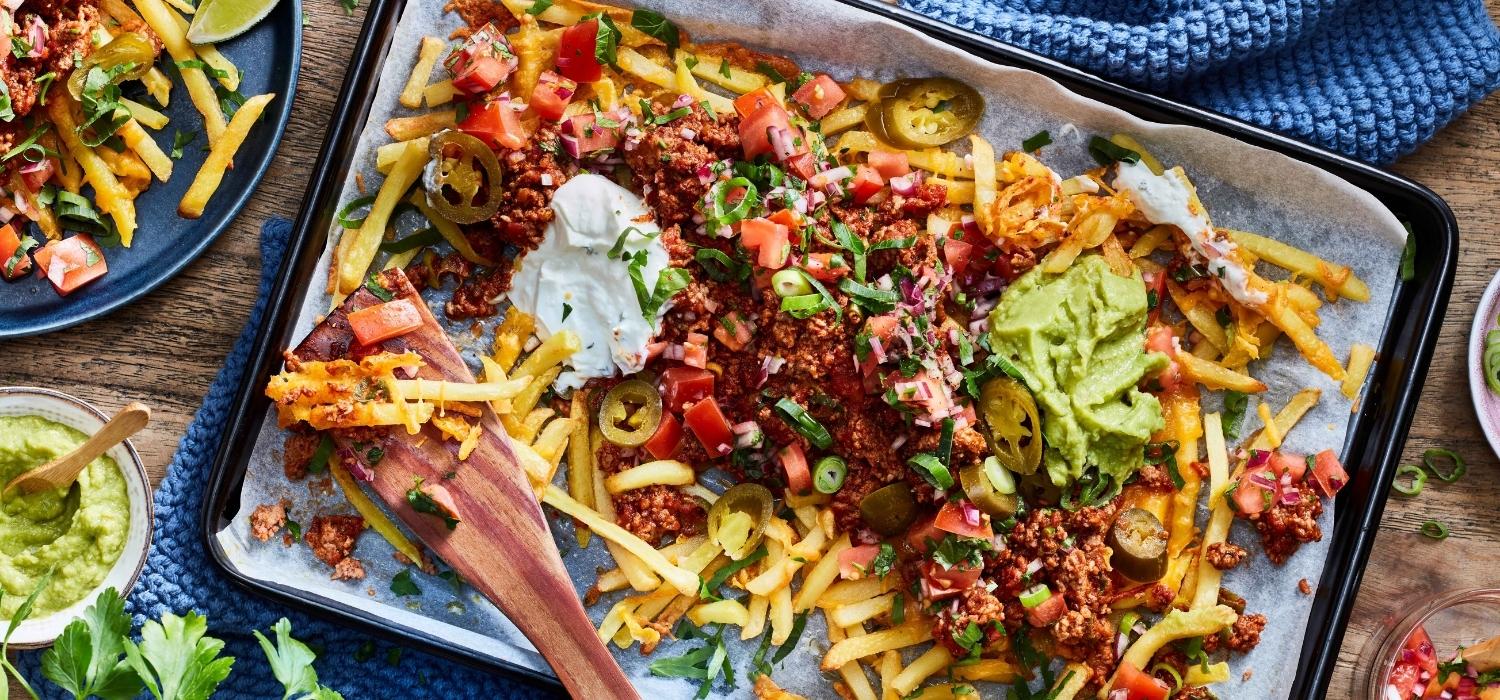 Chili-Cheese-Fries aus der Heißluftfritteusse